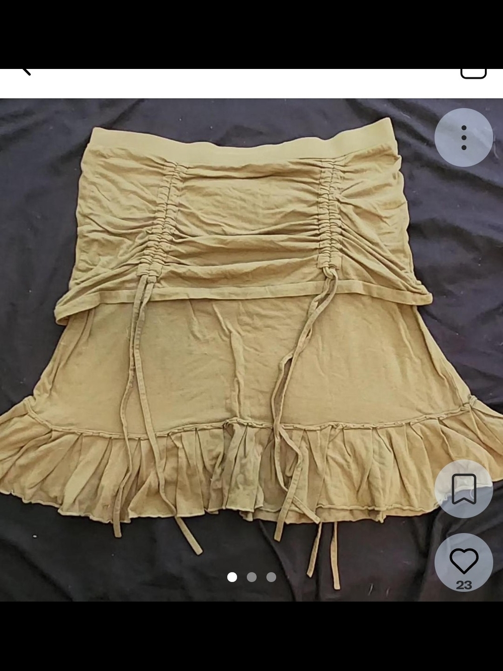 Nomad Olive Green Asymmetrical Ruffle Drawstring Skirt